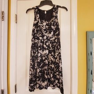 NWOT Black and White Floral Dress with Lace